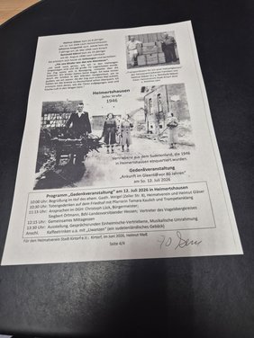 Die gedruckte Ankündigung zur Veranstaltung am 12. Juli. Bildnachweis: Siegbert Ortmann